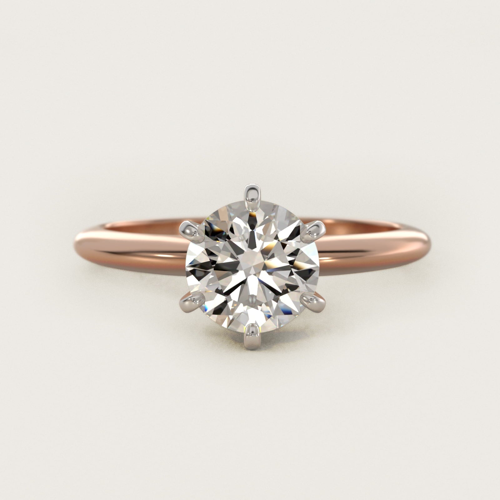 Classic Six-Prong Solitaire Engagement Ring in 14k Rose Gold - Round Center