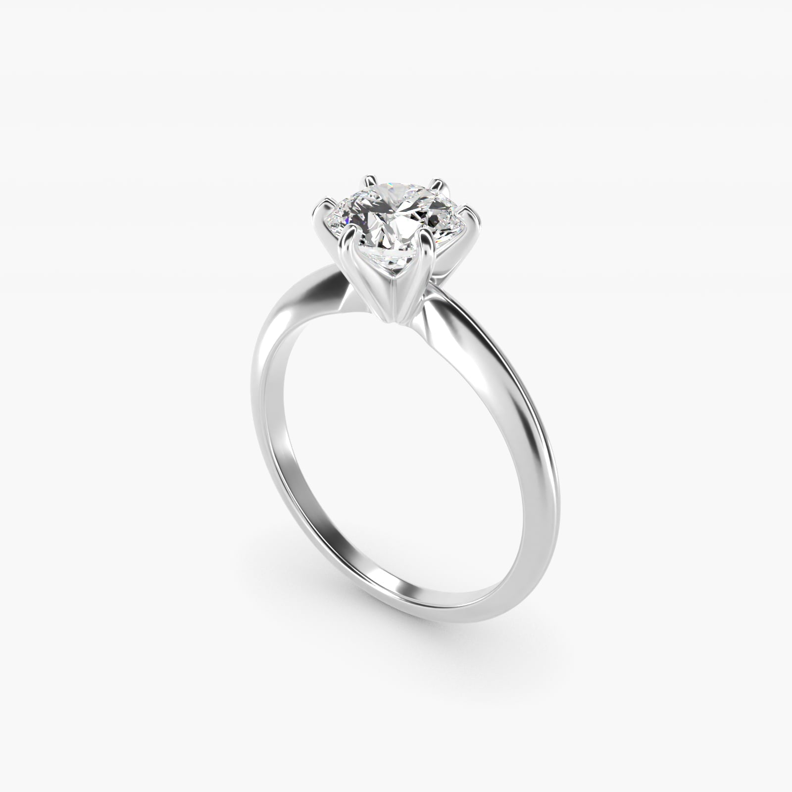 Classic Six-Prong Solitaire Engagement Ring in 14k White Gold - Round Center
