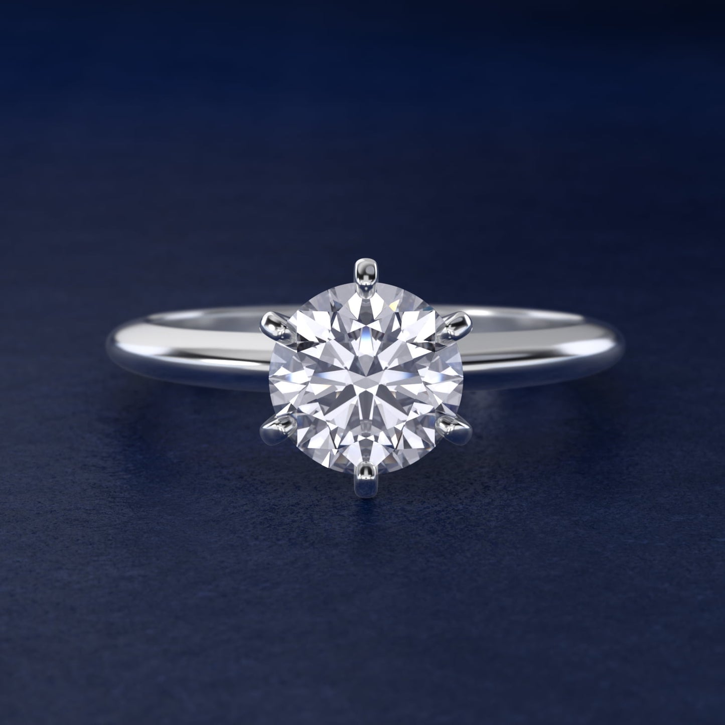 Classic Six-Prong Solitaire Engagement Ring in 14k White Gold - Round Center