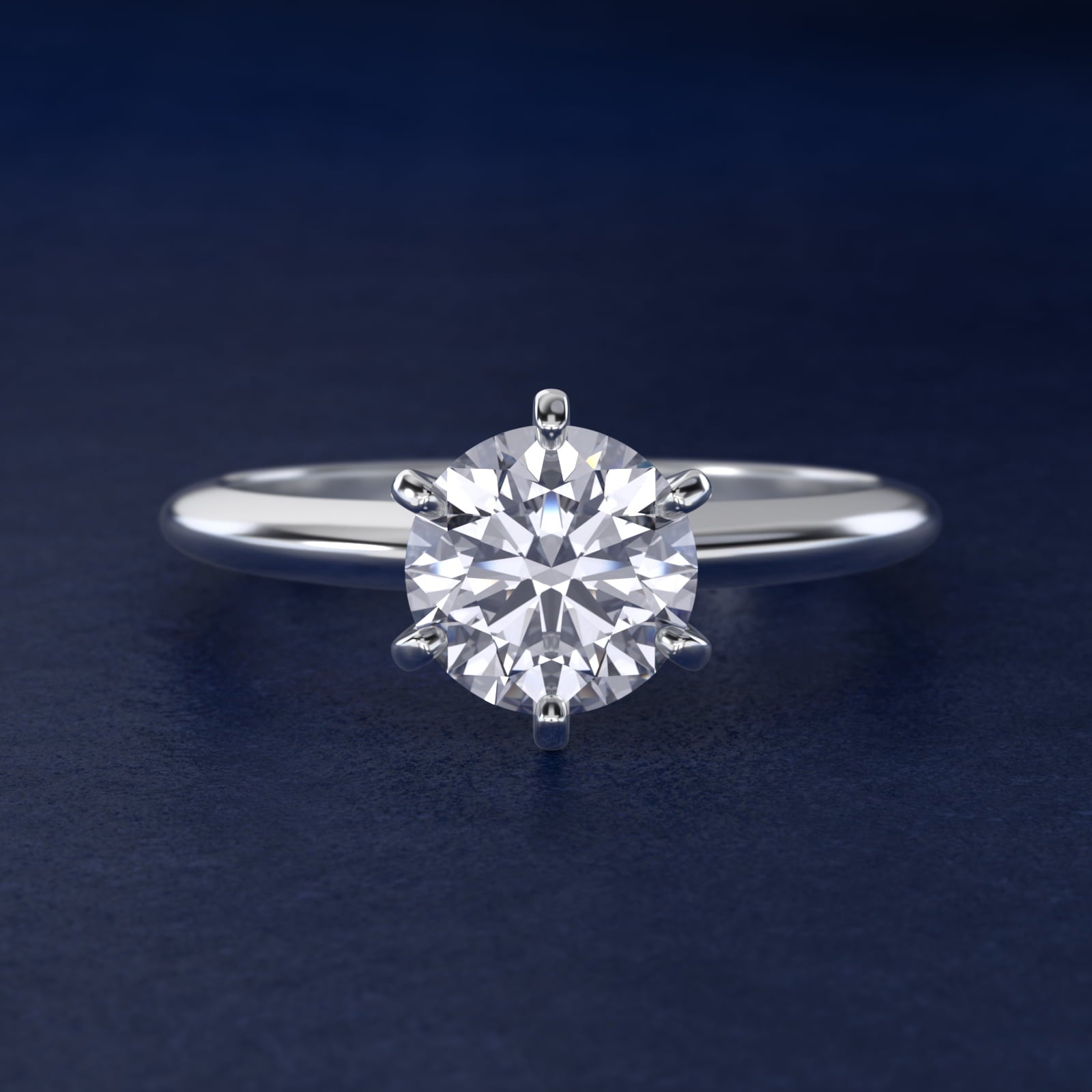 Classic Six-Prong Solitaire Engagement Ring in 18k White Gold - Round Center