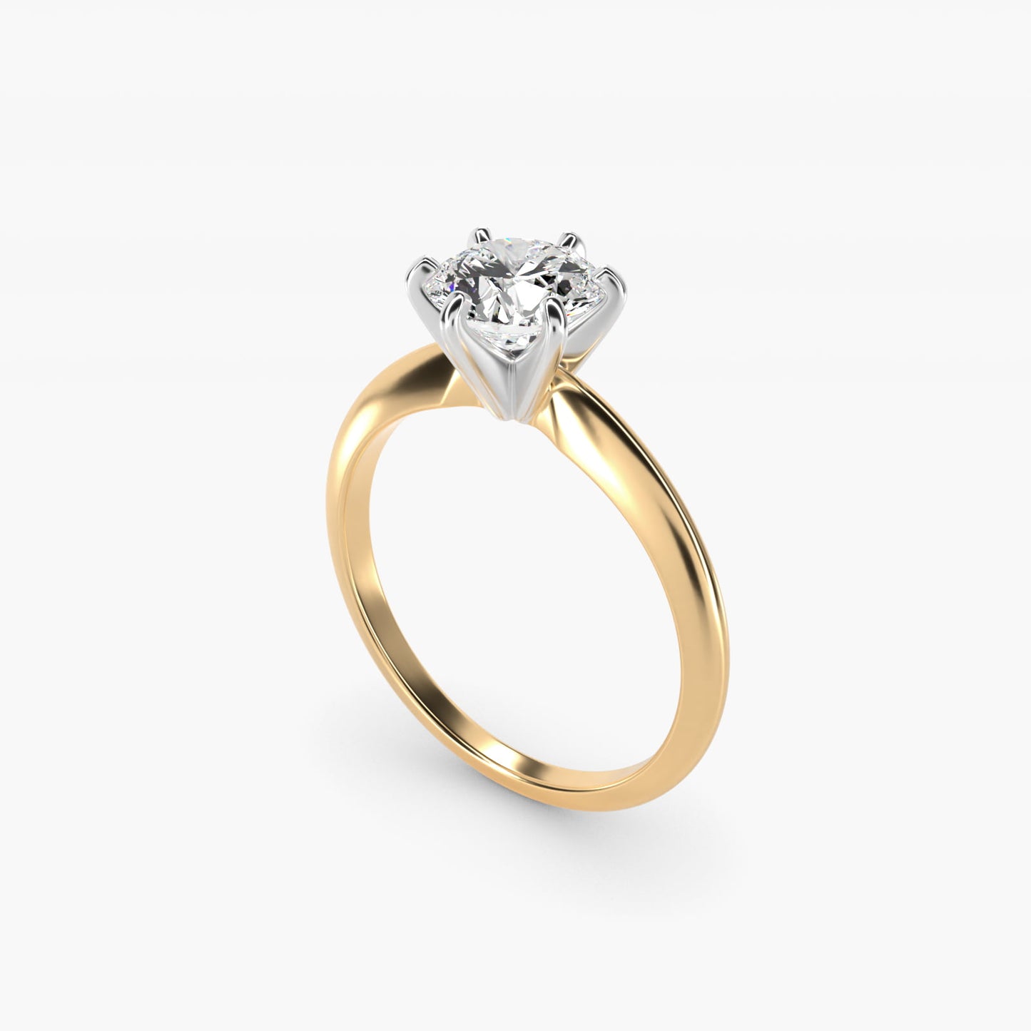 Classic Six-Prong Solitaire Engagement Ring in 18k Yellow Gold - Round Center