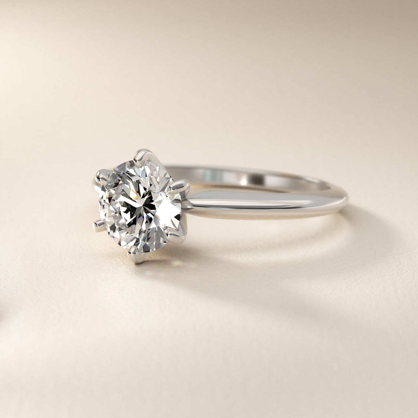 Classic Six-Prong Solitaire Engagement Ring in Platinum - Round Center