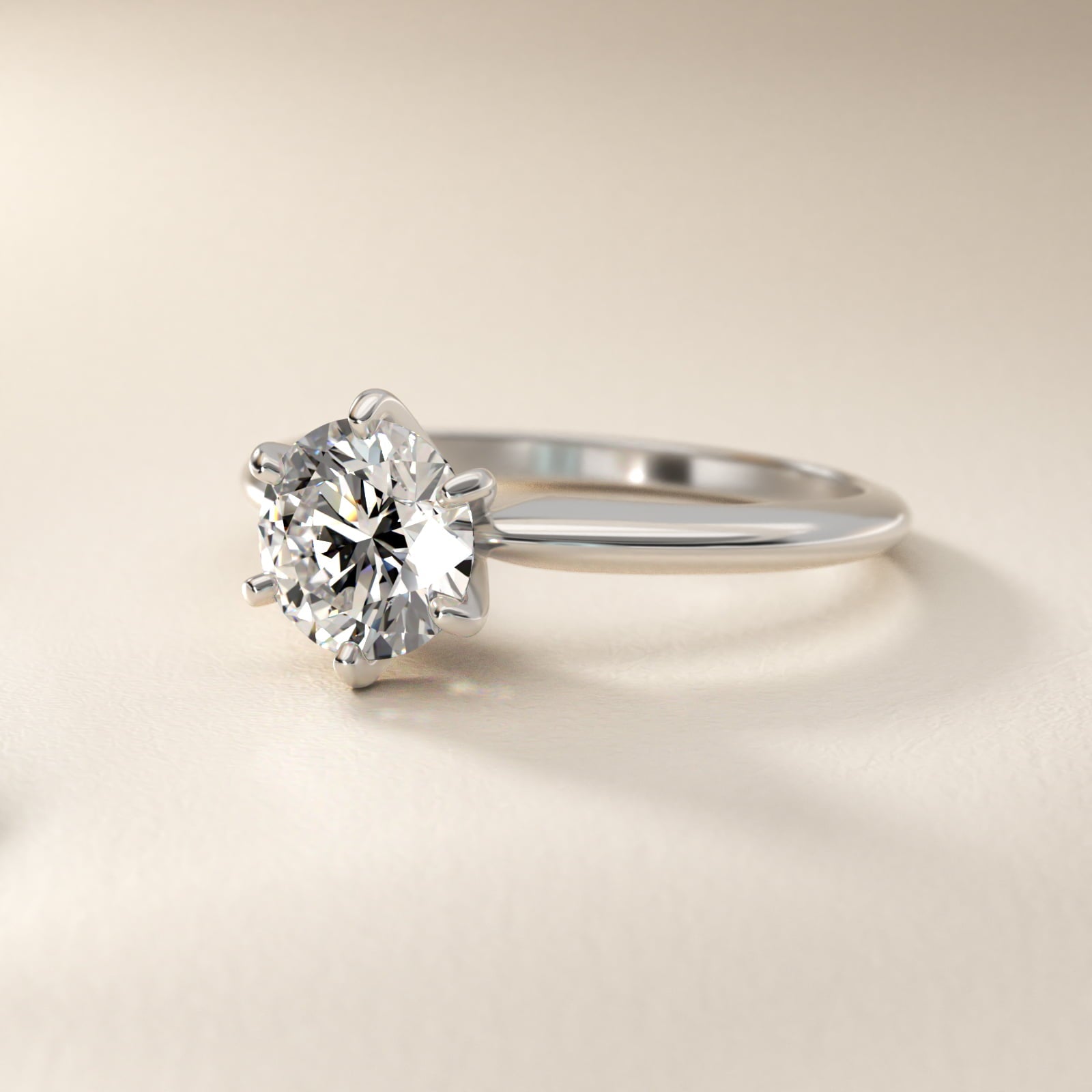 Classic Six-Prong Solitaire Engagement Ring in Platinum - Round Center