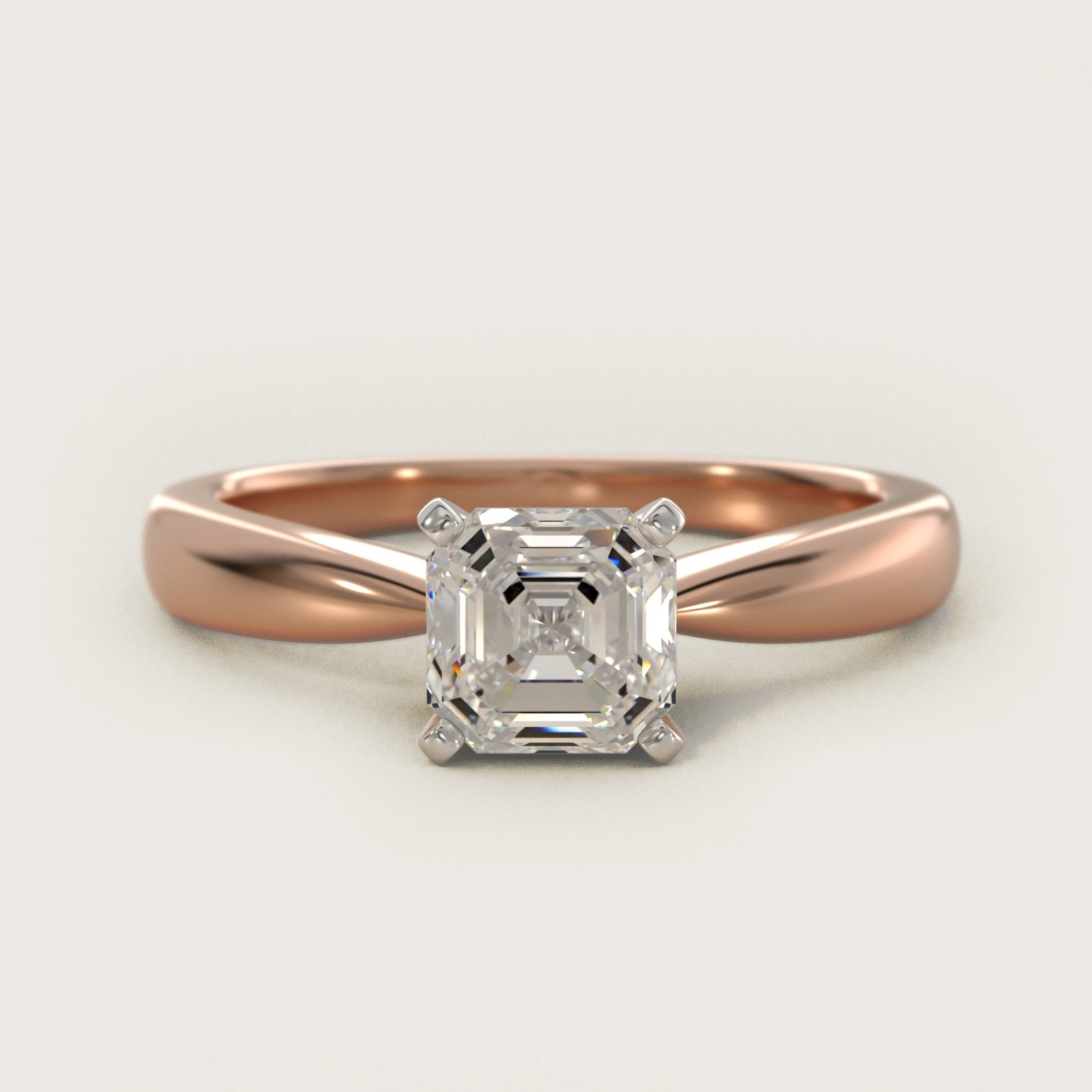Classic Tapered Solitaire Engagement Ring in 18k Rose Gold - Asscher Center