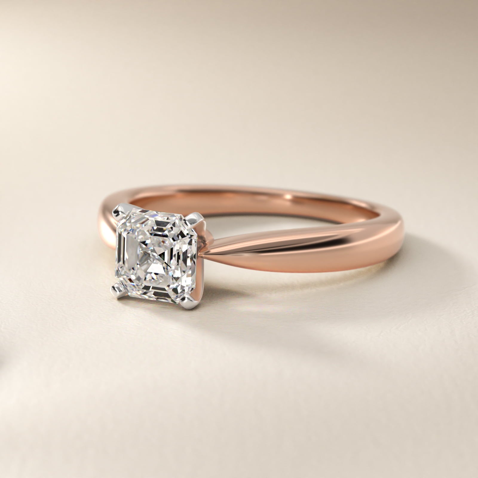 Classic Tapered Solitaire Engagement Ring in 14k Rose Gold - Asscher Center