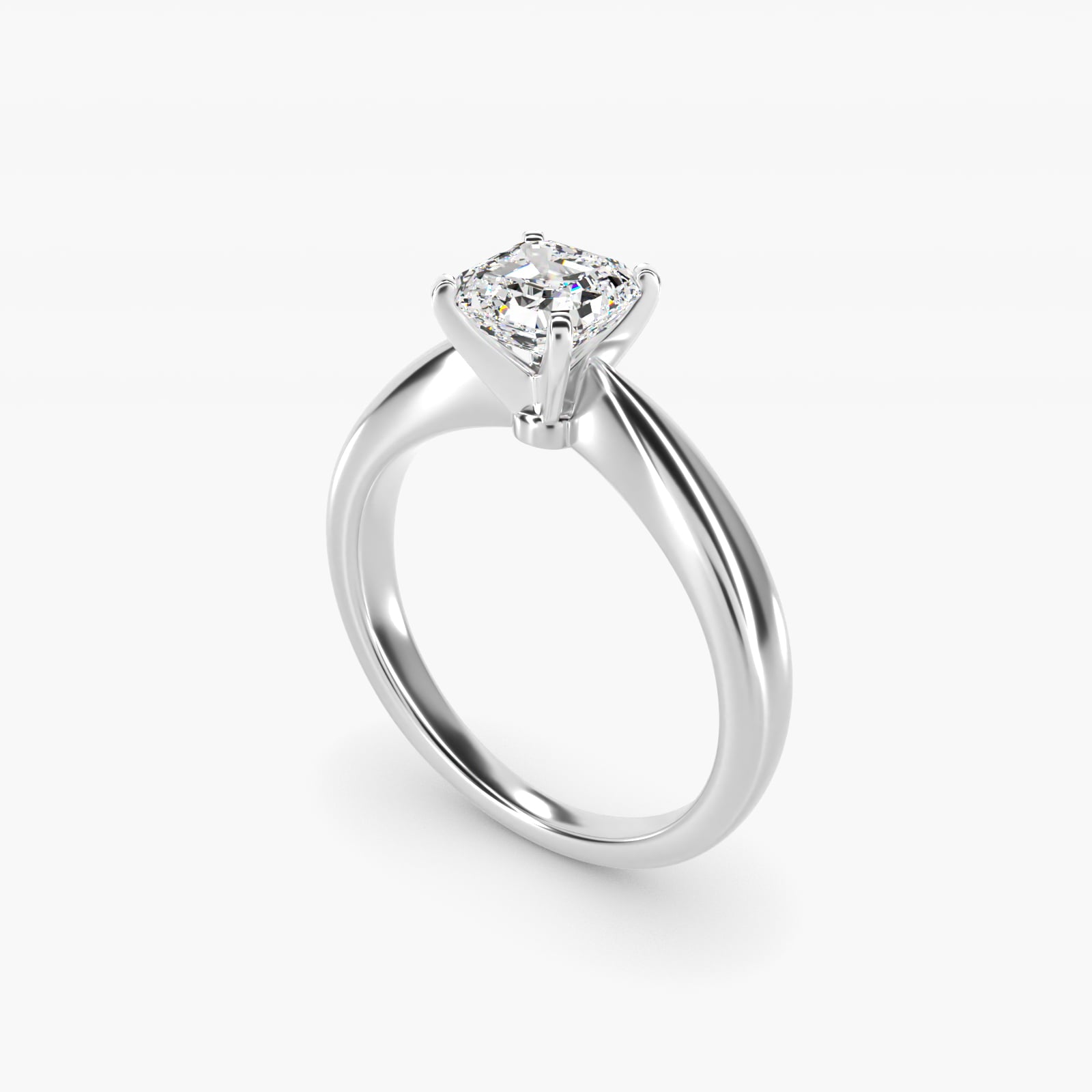 Classic Tapered Solitaire Engagement Ring in 14k White Gold - Asscher Center