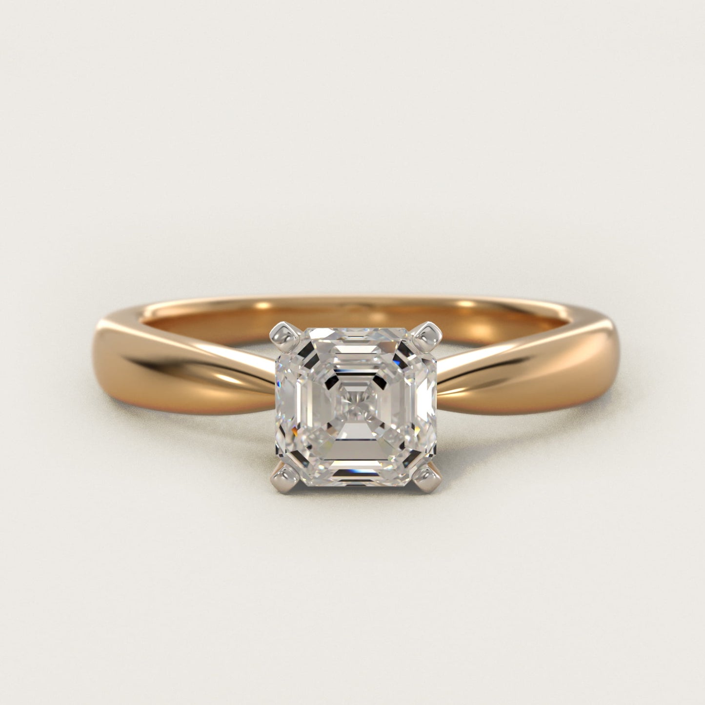 Classic Tapered Solitaire Engagement Ring in 14K Yellow Gold - Asscher Center