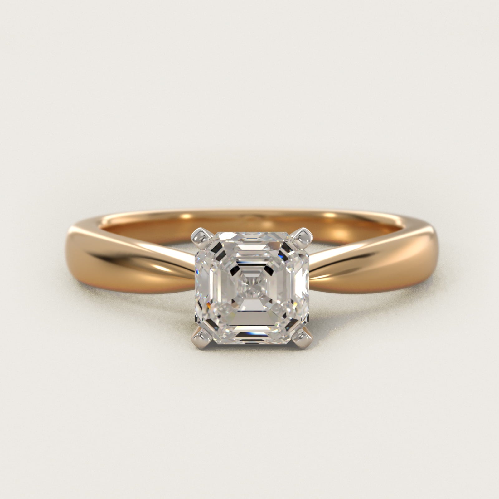 Classic Tapered Solitaire Engagement Ring in 14K Yellow Gold - Asscher Center