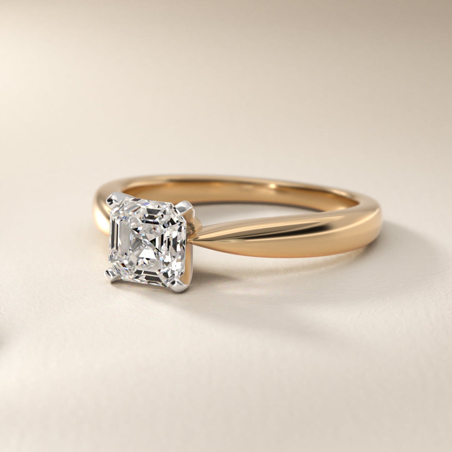 Classic Tapered Solitaire Engagement Ring in 14K Yellow Gold - Asscher Center