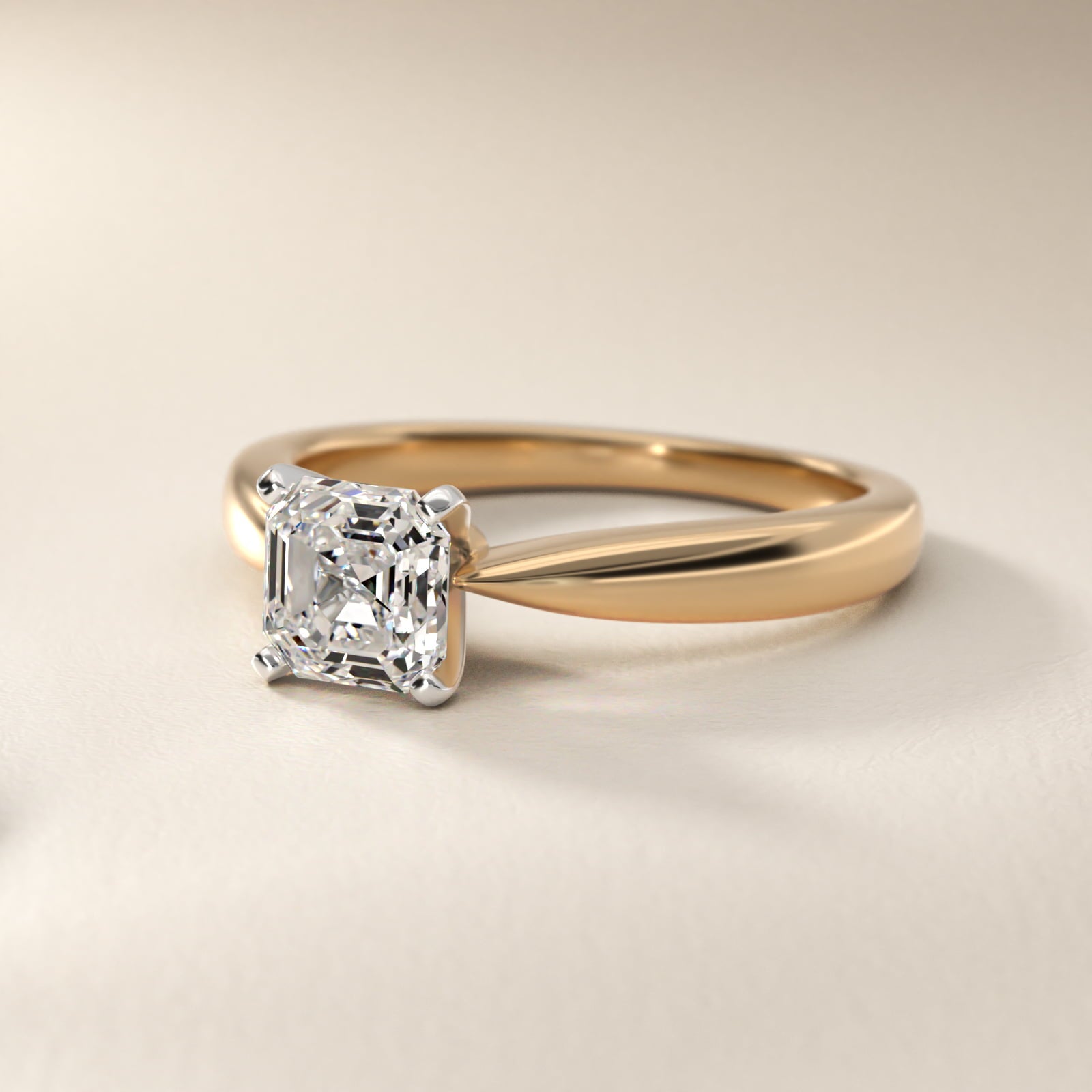 Classic Tapered Solitaire Engagement Ring in 14K Yellow Gold - Asscher Center