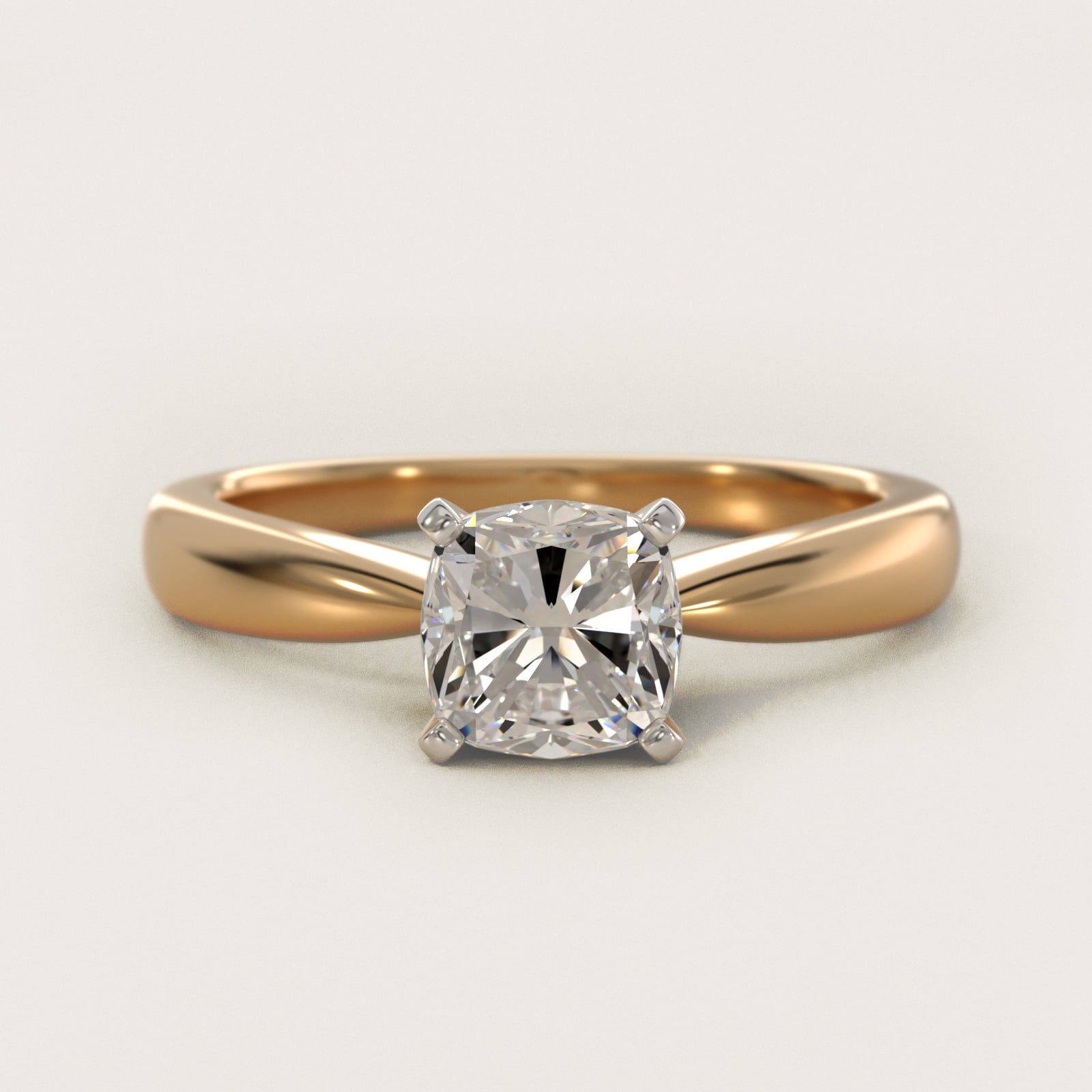 Classic Tapered Solitaire Engagement Ring in 14K Yellow Gold - Cushion Center
