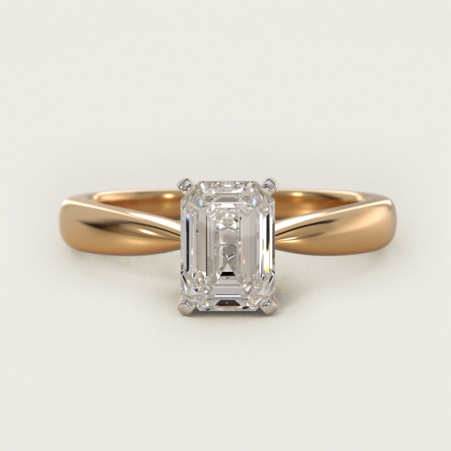 Classic Tapered Solitaire Engagement Ring in 14K Yellow Gold - Emerald Center