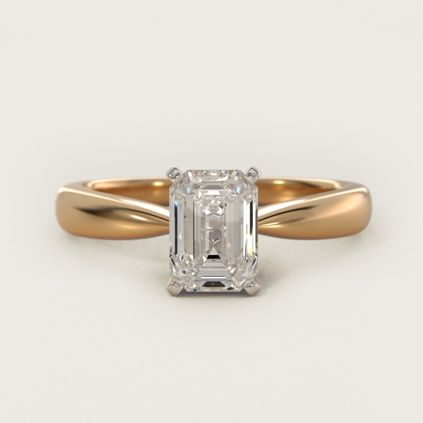 Classic Tapered Solitaire Engagement Ring in 14K Yellow Gold - Emerald Center