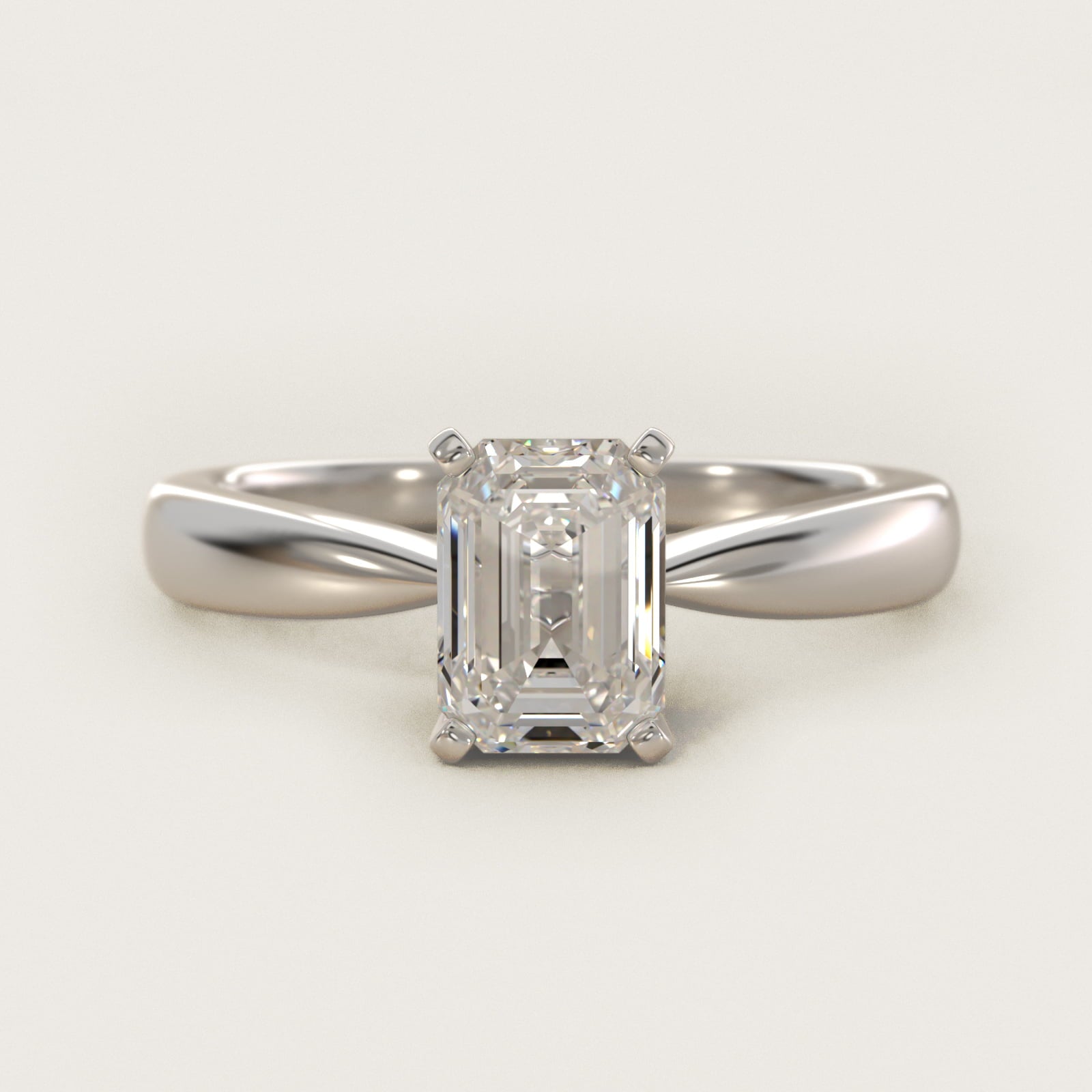 Classic Tapered Solitaire Engagement Ring in Platinum - Emerald Center