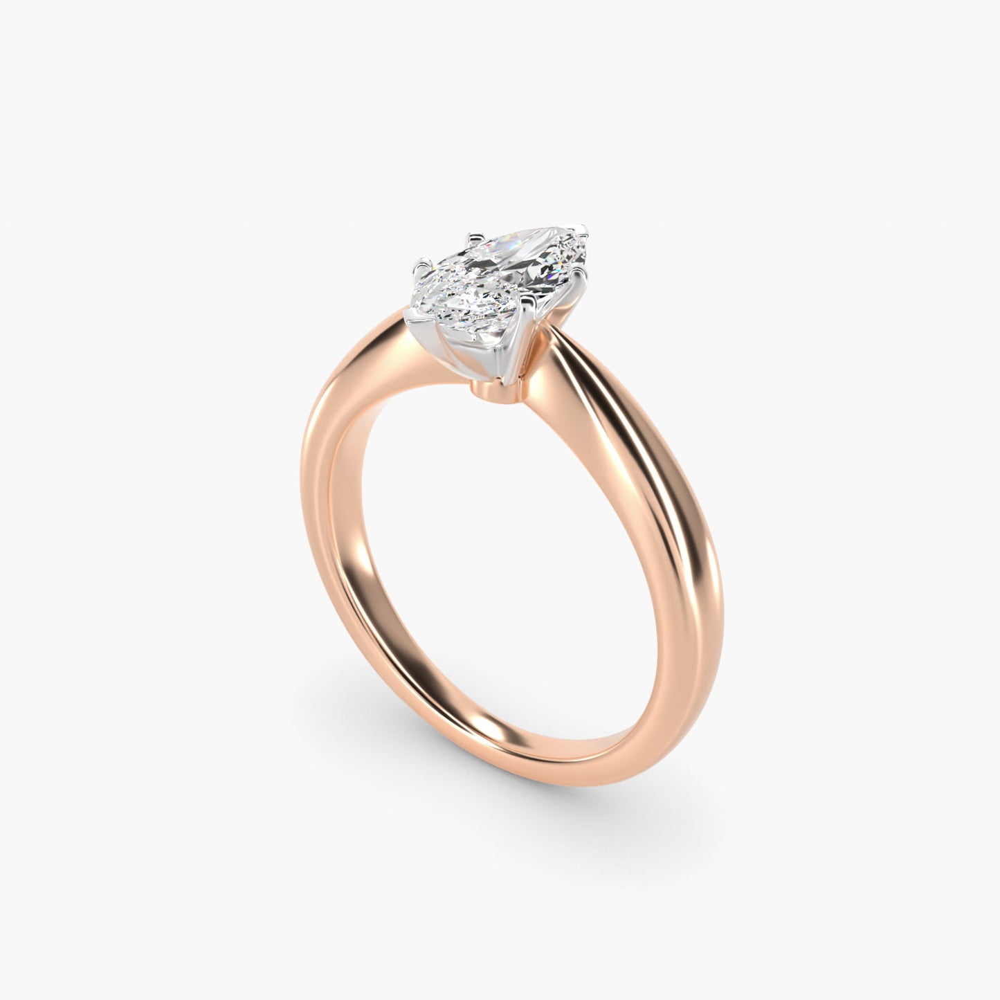 Classic Tapered Solitaire Engagement Ring in 14k Rose Gold - Marquise Center
