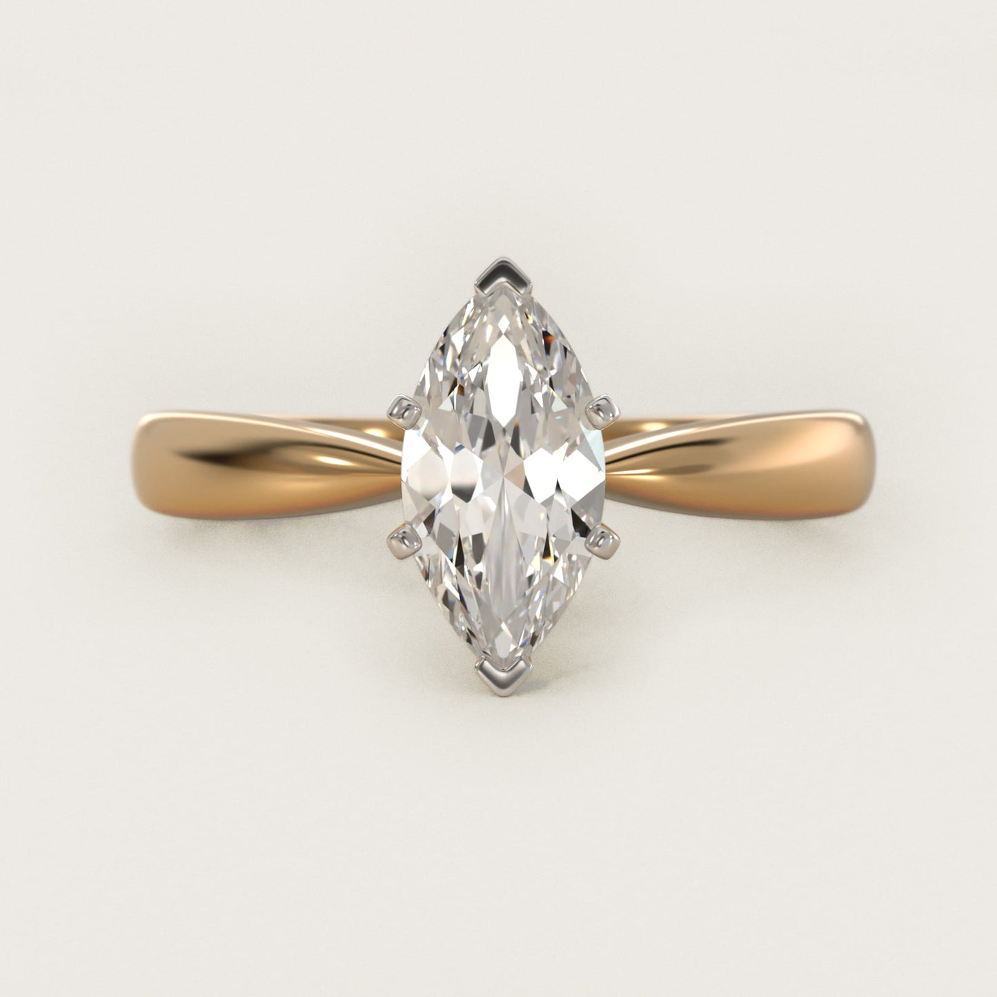 Classic Tapered Solitaire Engagement Ring in 14K Yellow Gold - Marquise Center