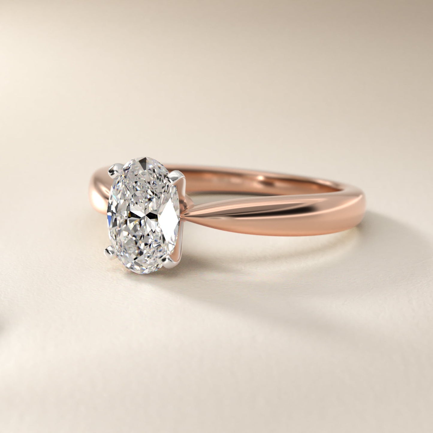 Classic Tapered Solitaire Engagement Ring in 14k Rose Gold - Oval Center