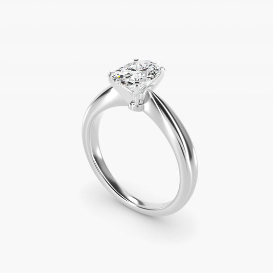 Classic Tapered Solitaire Engagement Ring in 14k White Gold - Oval Center