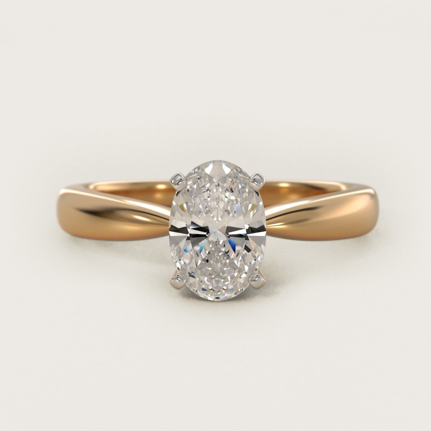 Classic Tapered Solitaire Engagement Ring in 14K Yellow Gold - Oval Center
