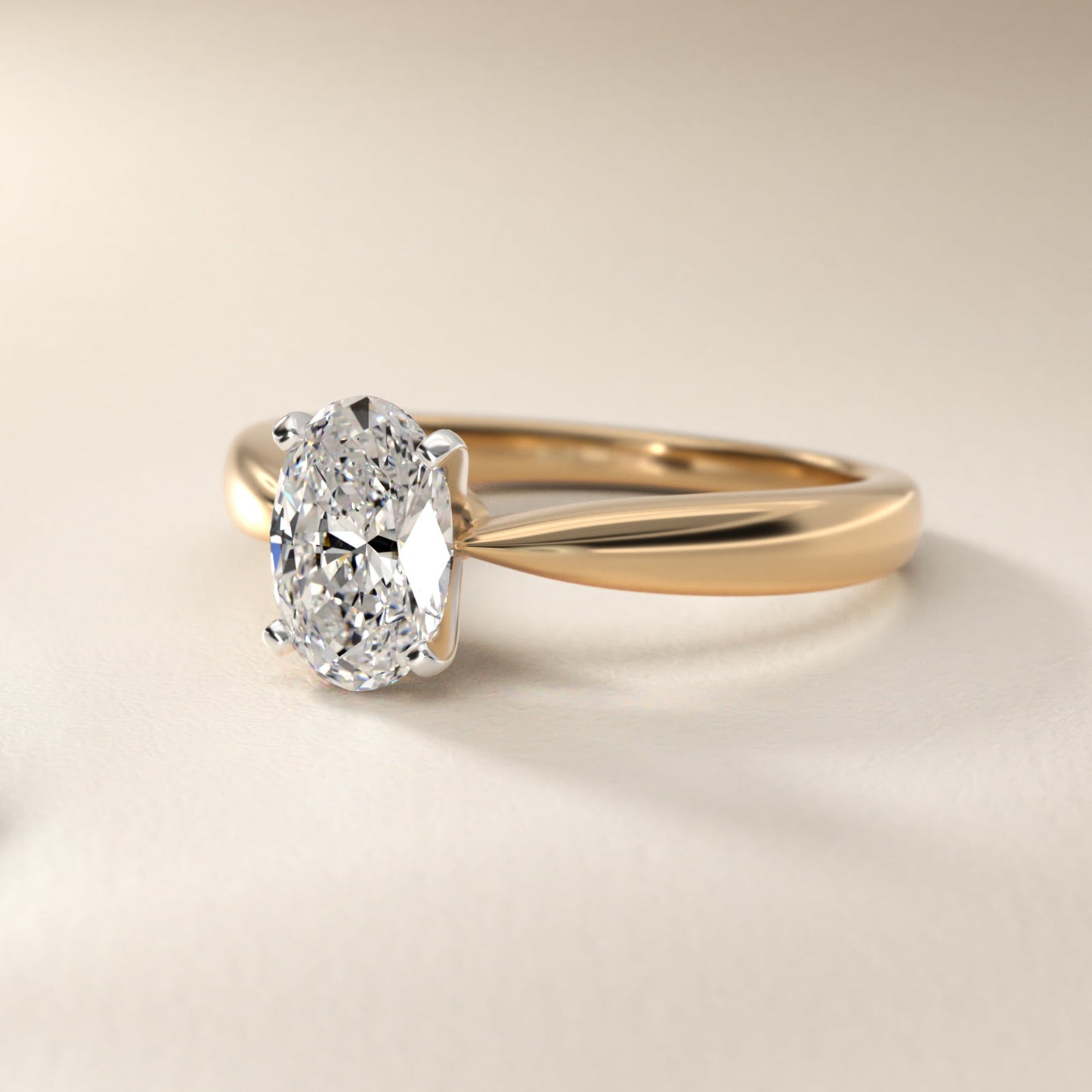 Classic Tapered Solitaire Engagement Ring in 18k Yellow Gold - Oval Center