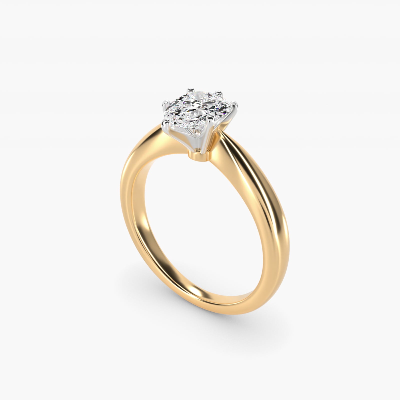 Classic Tapered Solitaire Engagement Ring in 14K Yellow Gold - Pear Center