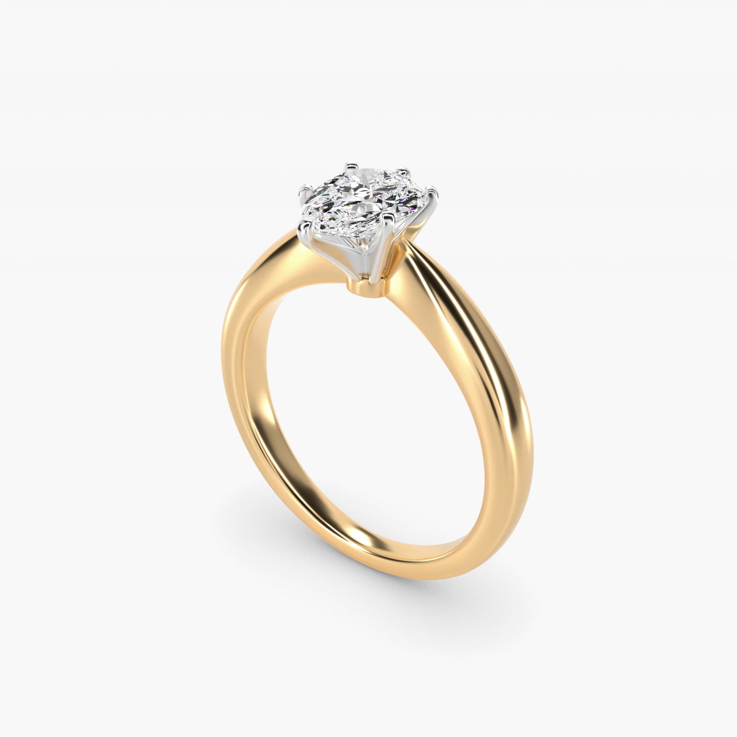 Classic Tapered Solitaire Engagement Ring in 18k Yellow Gold - Pear Center
