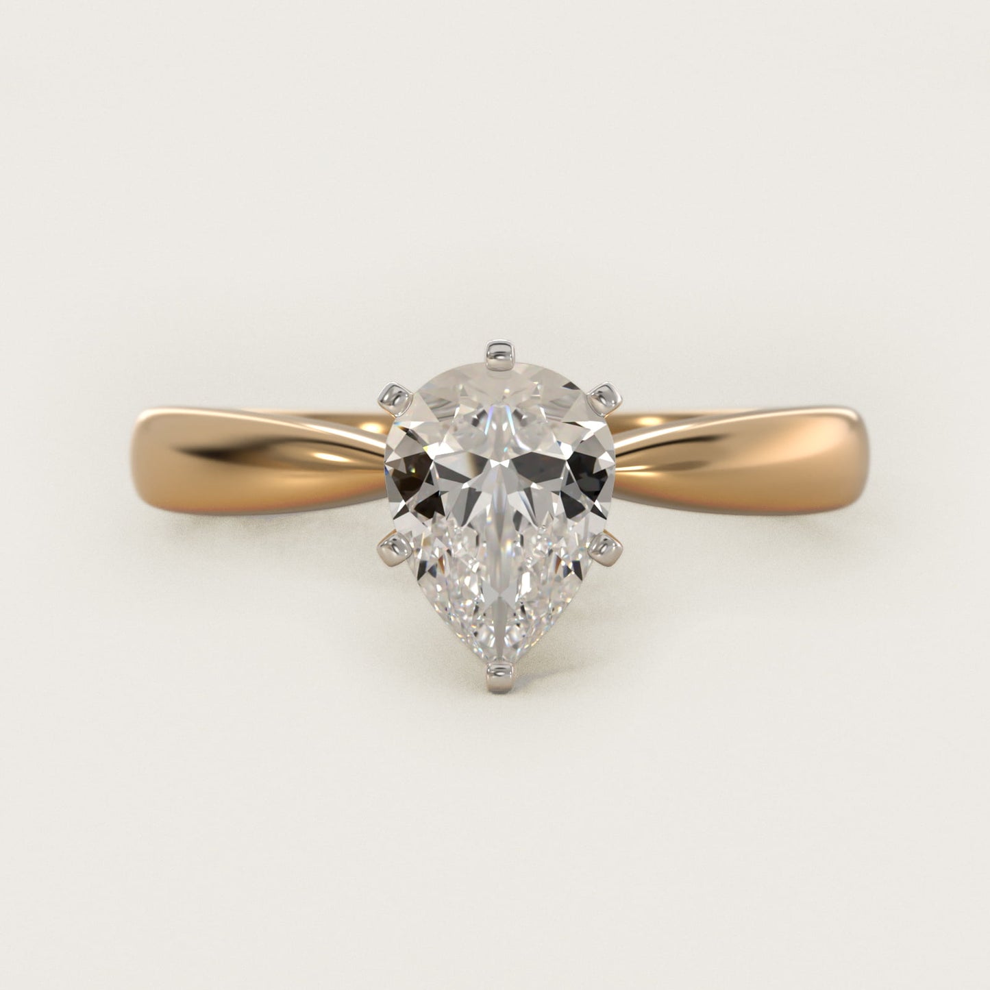 Classic Tapered Solitaire Engagement Ring in 18k Yellow Gold - Pear Center