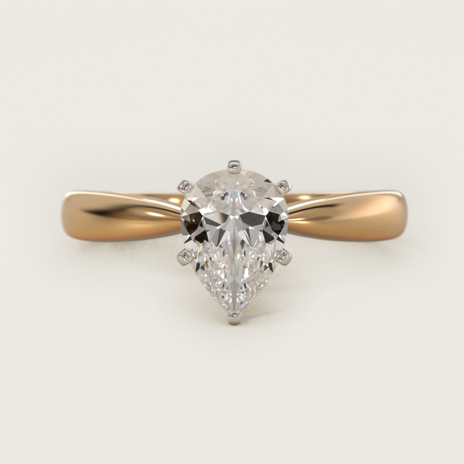 Classic Tapered Solitaire Engagement Ring in 18k Yellow Gold - Pear Center