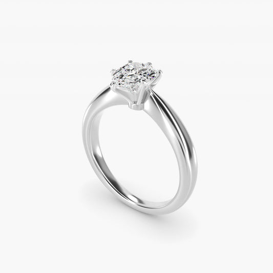 Classic Tapered Solitaire Engagement Ring in Platinum - Pear Center