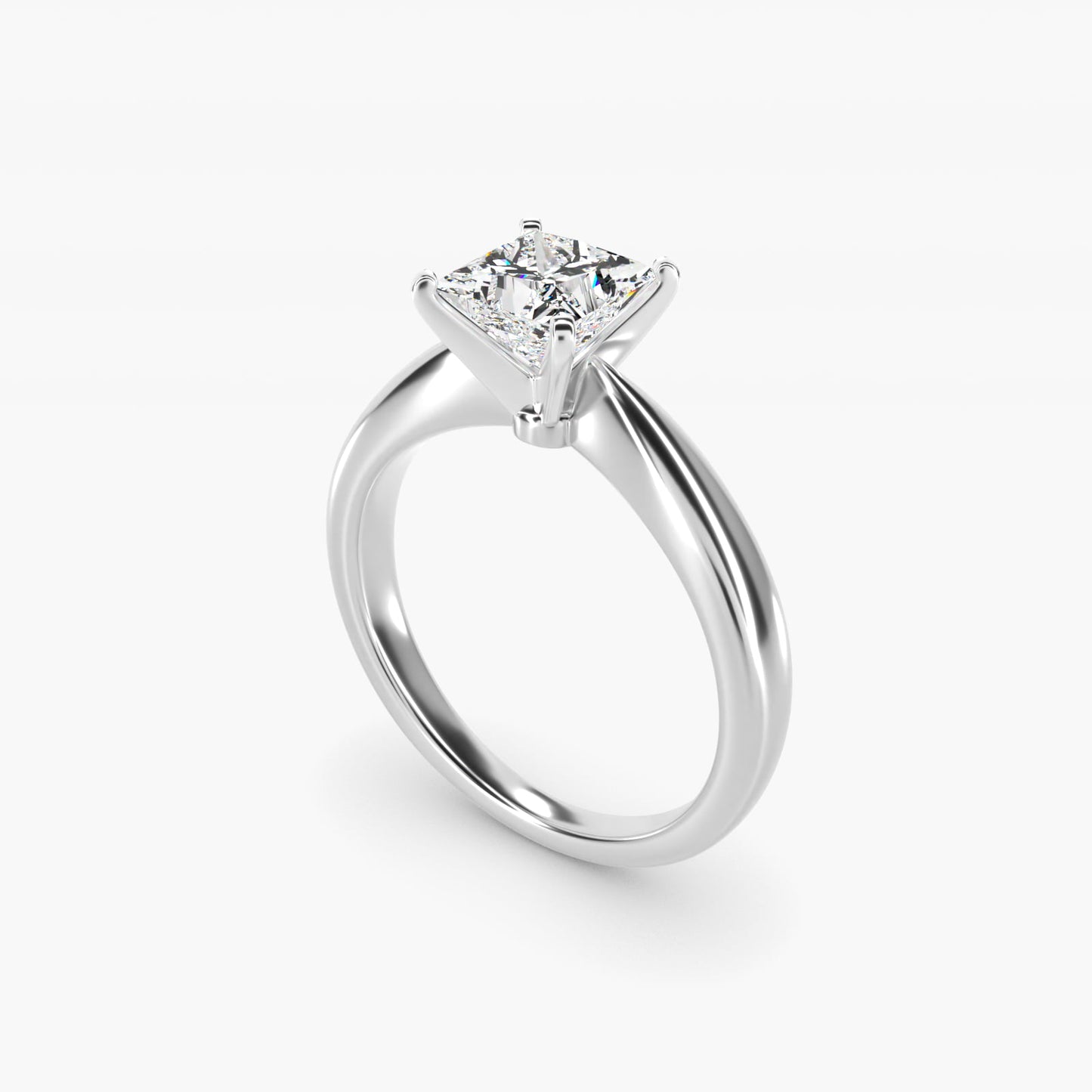 Classic Tapered Solitaire Engagement Ring in 14k White Gold - Princess Center