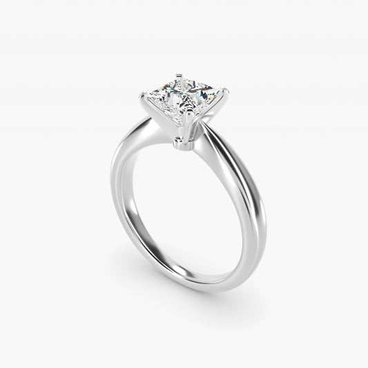 Classic Tapered Solitaire Engagement Ring in 14k White Gold - Princess Center