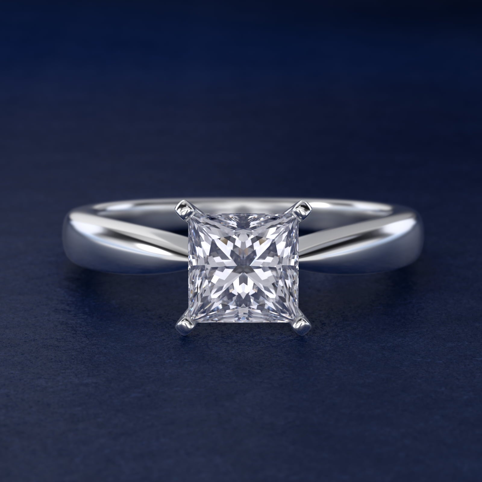 Classic Tapered Solitaire Engagement Ring in 14k White Gold - Princess Center
