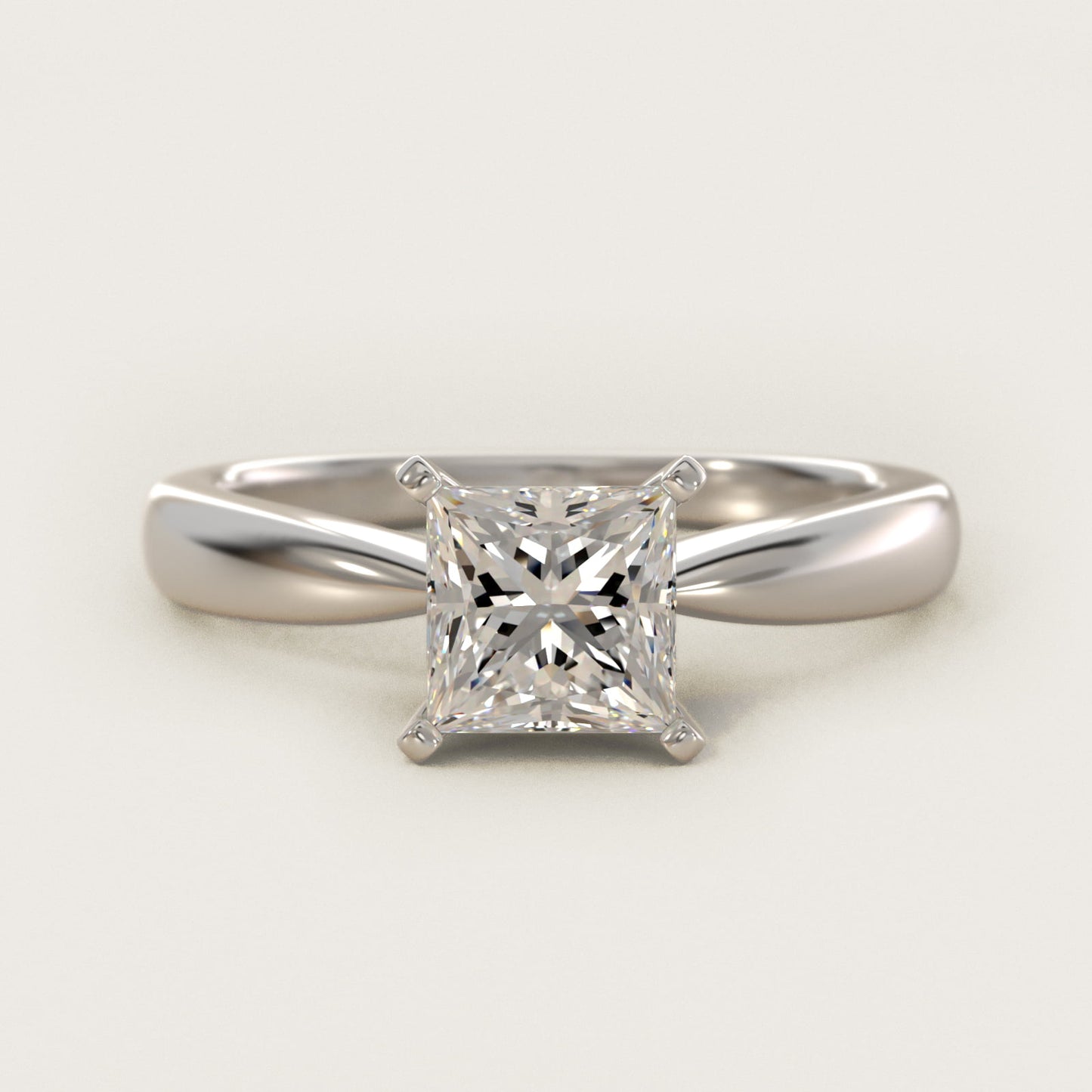 Classic Tapered Solitaire Engagement Ring in 14k White Gold - Princess Center