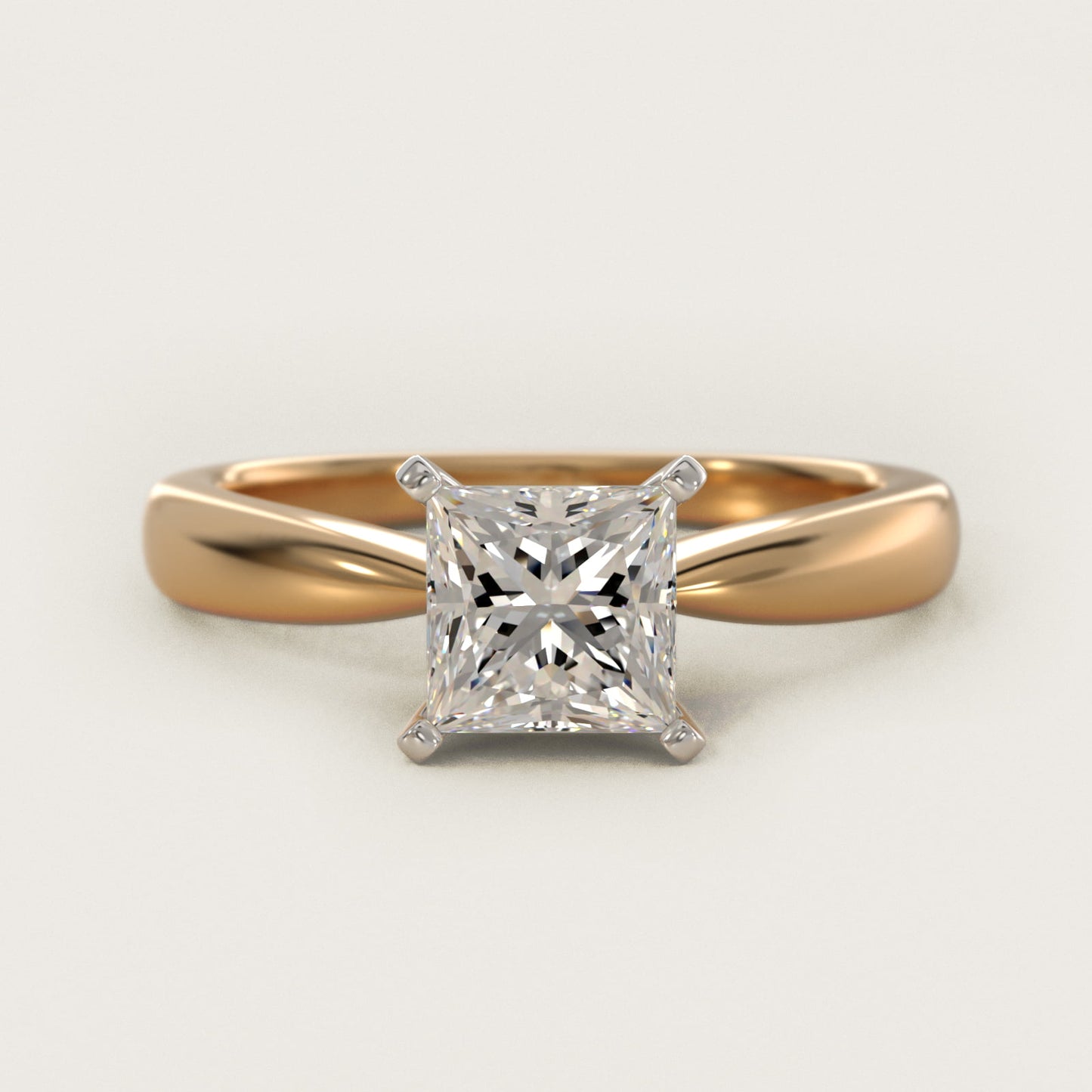 Classic Tapered Solitaire Engagement Ring in 18k Yellow Gold - Princess Center