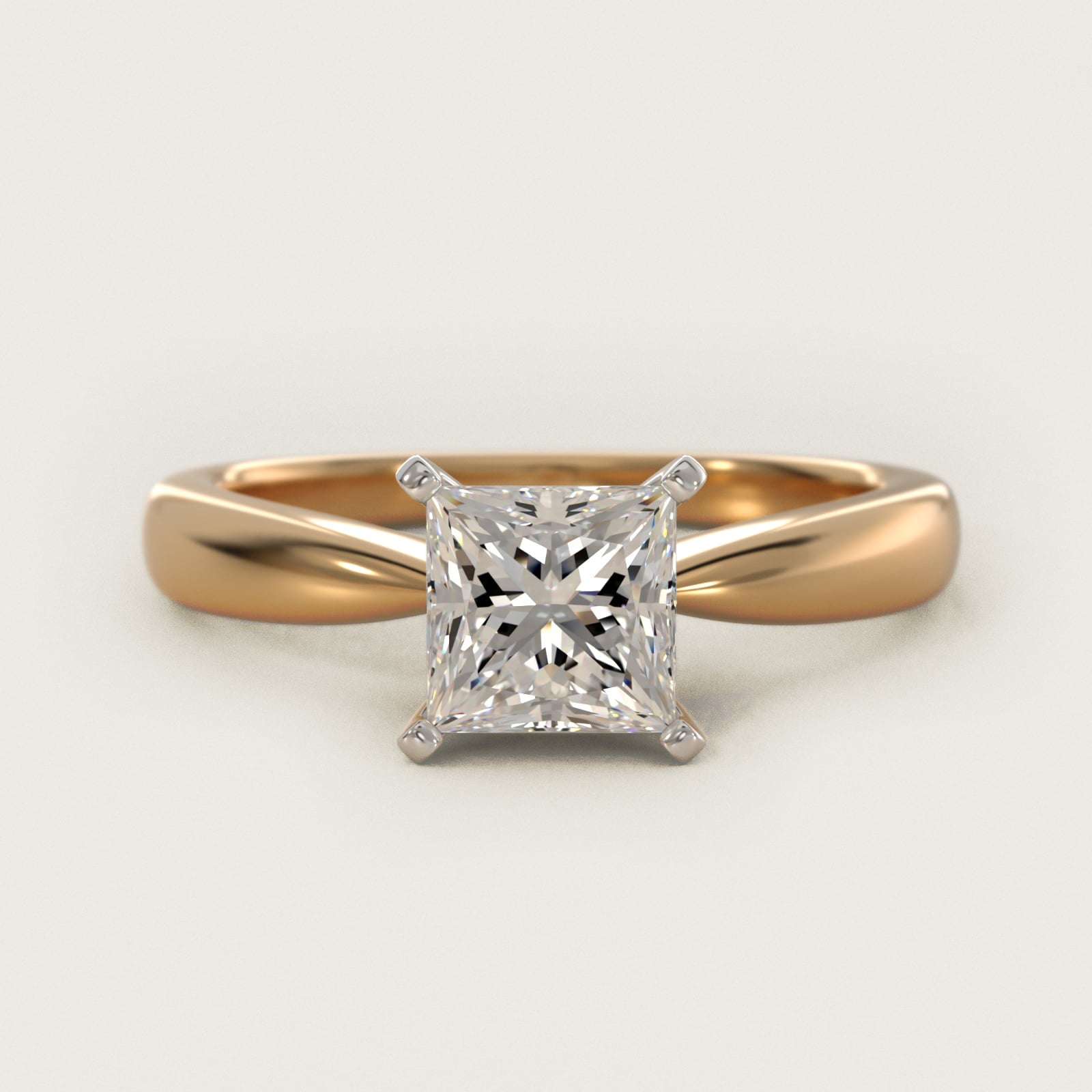 Classic Tapered Solitaire Engagement Ring in 18k Yellow Gold - Princess Center
