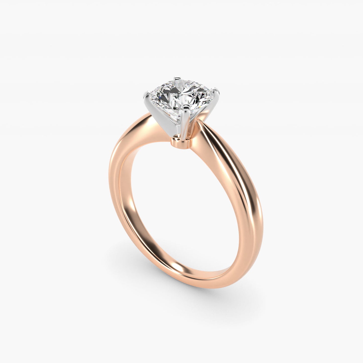 Classic Tapered Solitaire Engagement Ring in 14k Rose Gold - Round Center