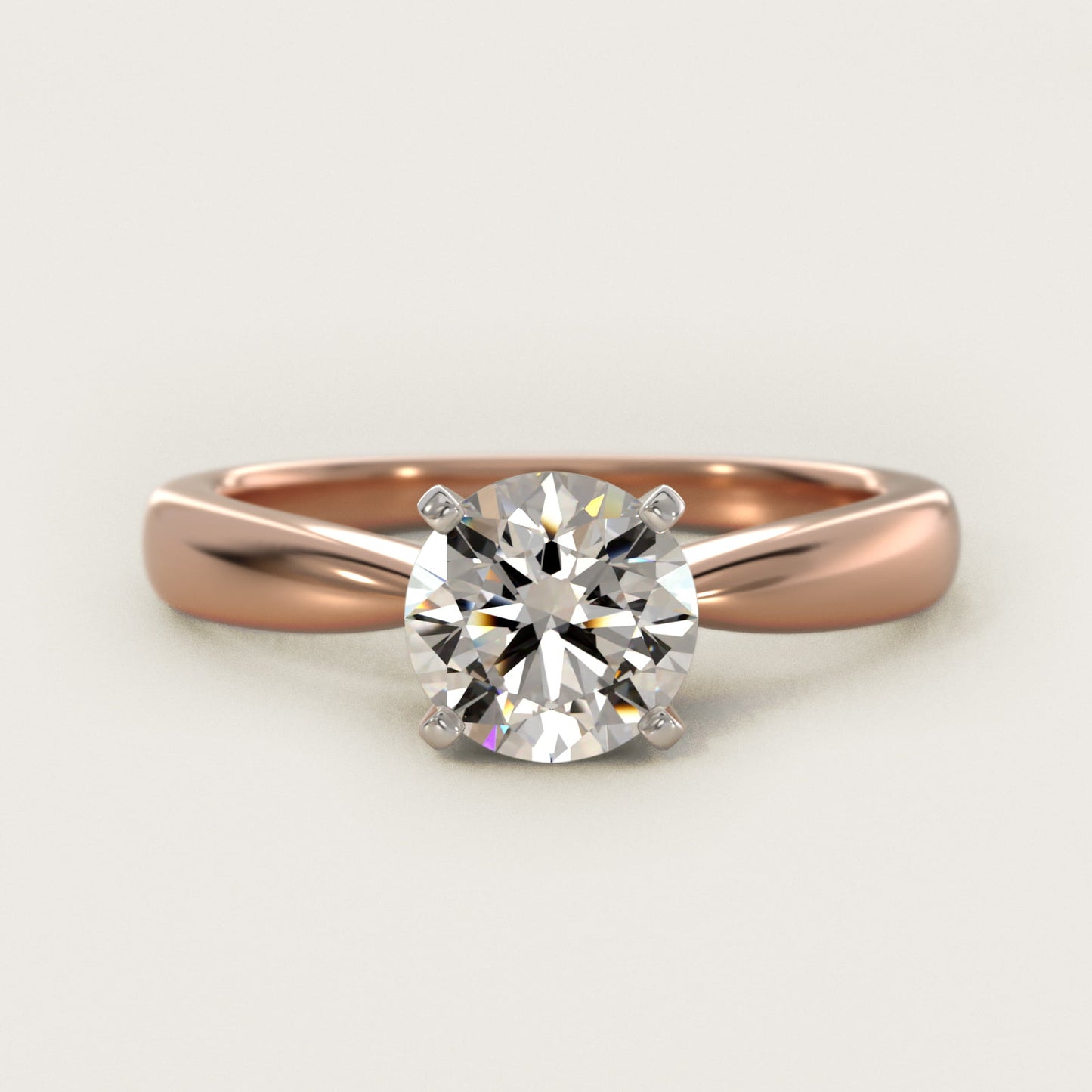 Classic Tapered Solitaire Engagement Ring in 18k Rose Gold - Round Center