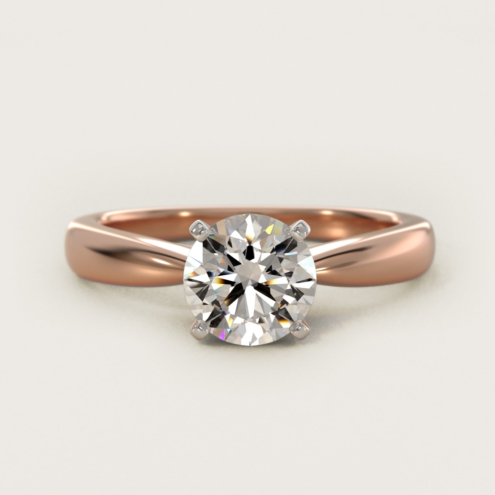 Classic Tapered Solitaire Engagement Ring in 18k Rose Gold - Round Center