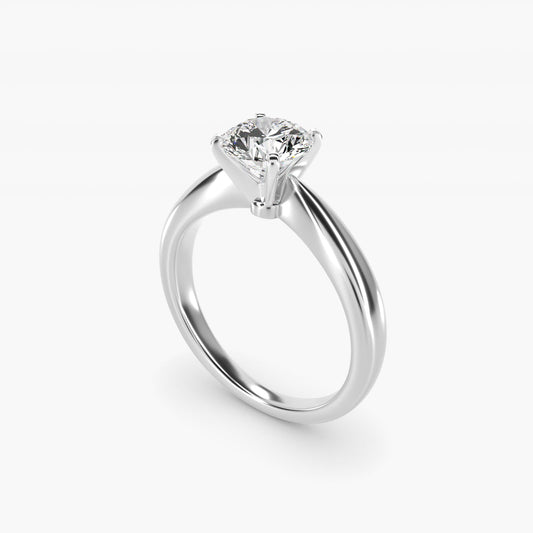 Classic Tapered Solitaire Engagement Ring in 14k White Gold - Round Center