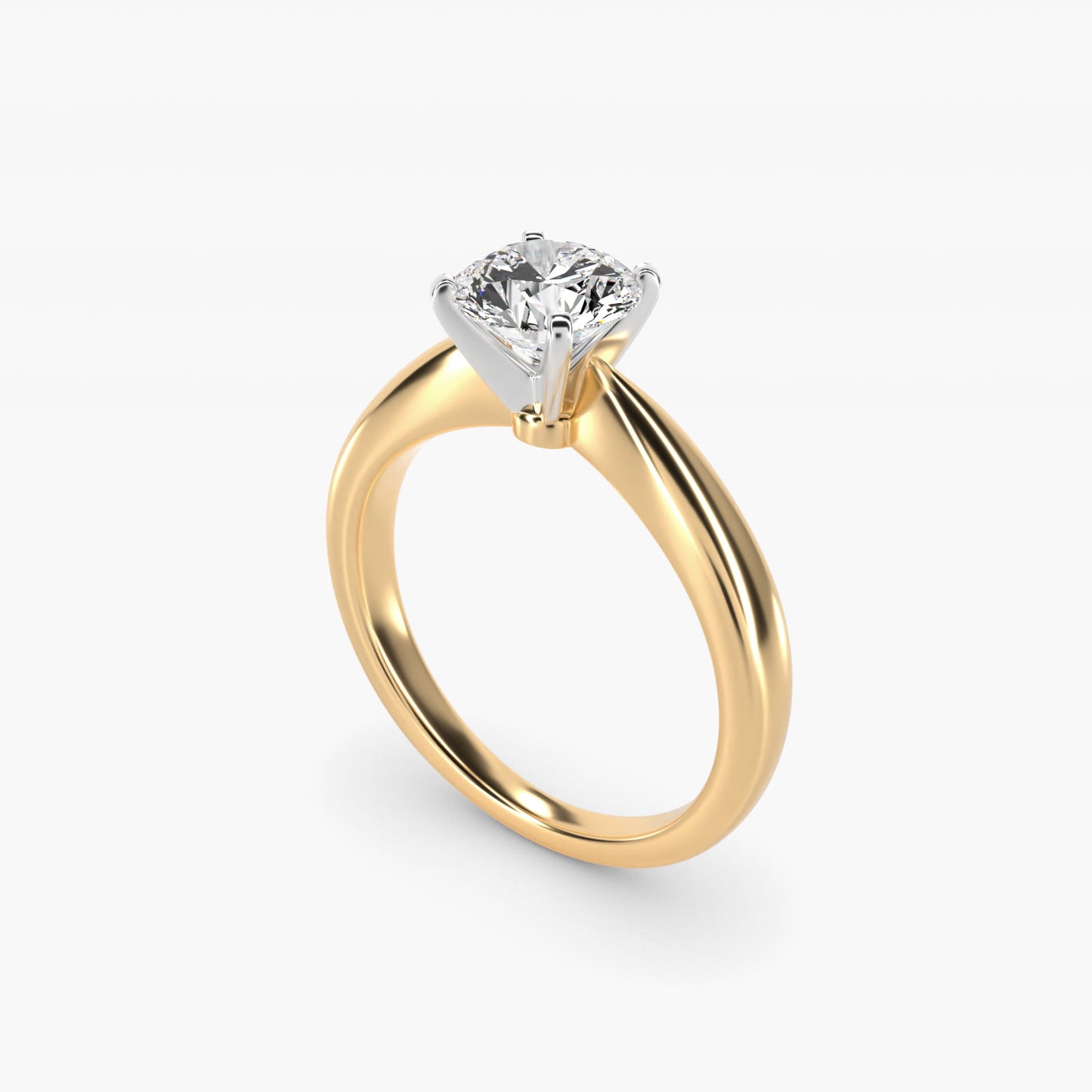 Classic Tapered Solitaire Engagement Ring in 14K Yellow Gold - Round Center