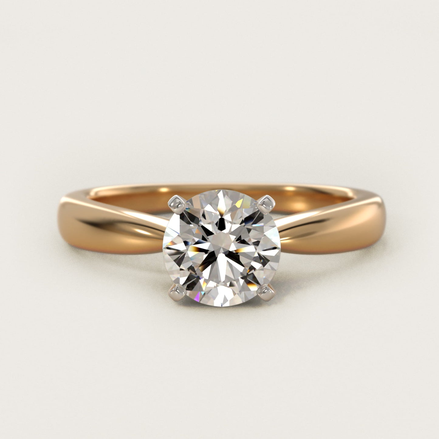 Classic Tapered Solitaire Engagement Ring in 14K Yellow Gold - Round Center