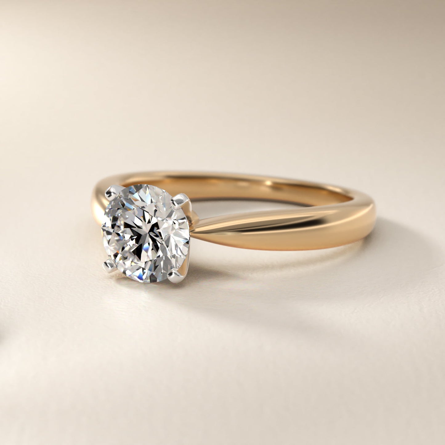 Classic Tapered Solitaire Engagement Ring in 14K Yellow Gold - Round Center
