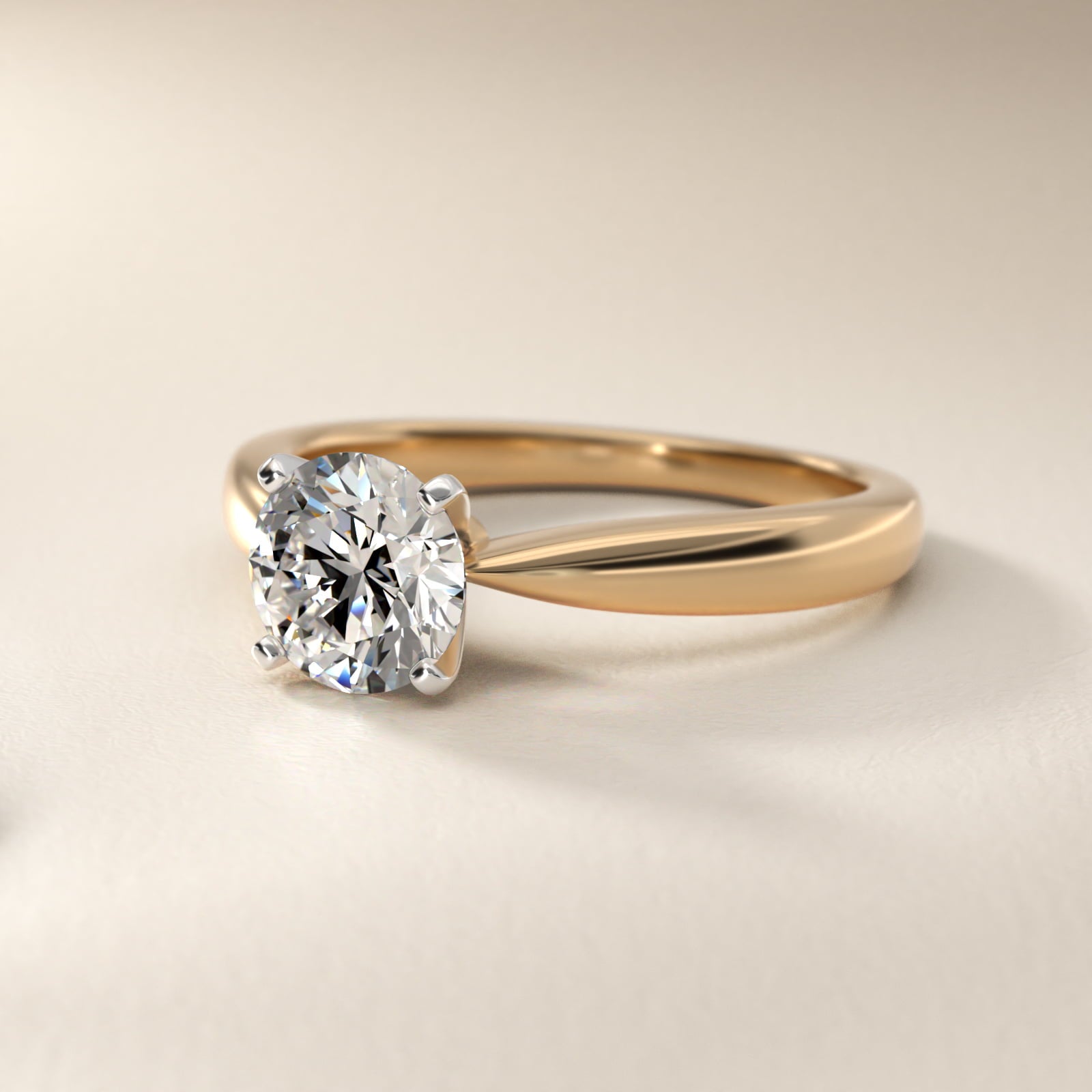 Classic Tapered Solitaire Engagement Ring in 18k Yellow Gold - Round Center