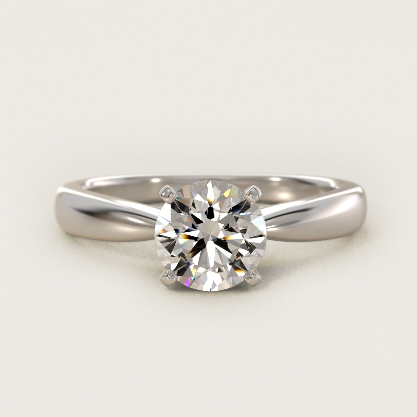 Classic Tapered Solitaire Engagement Ring in Platinum - Round Center