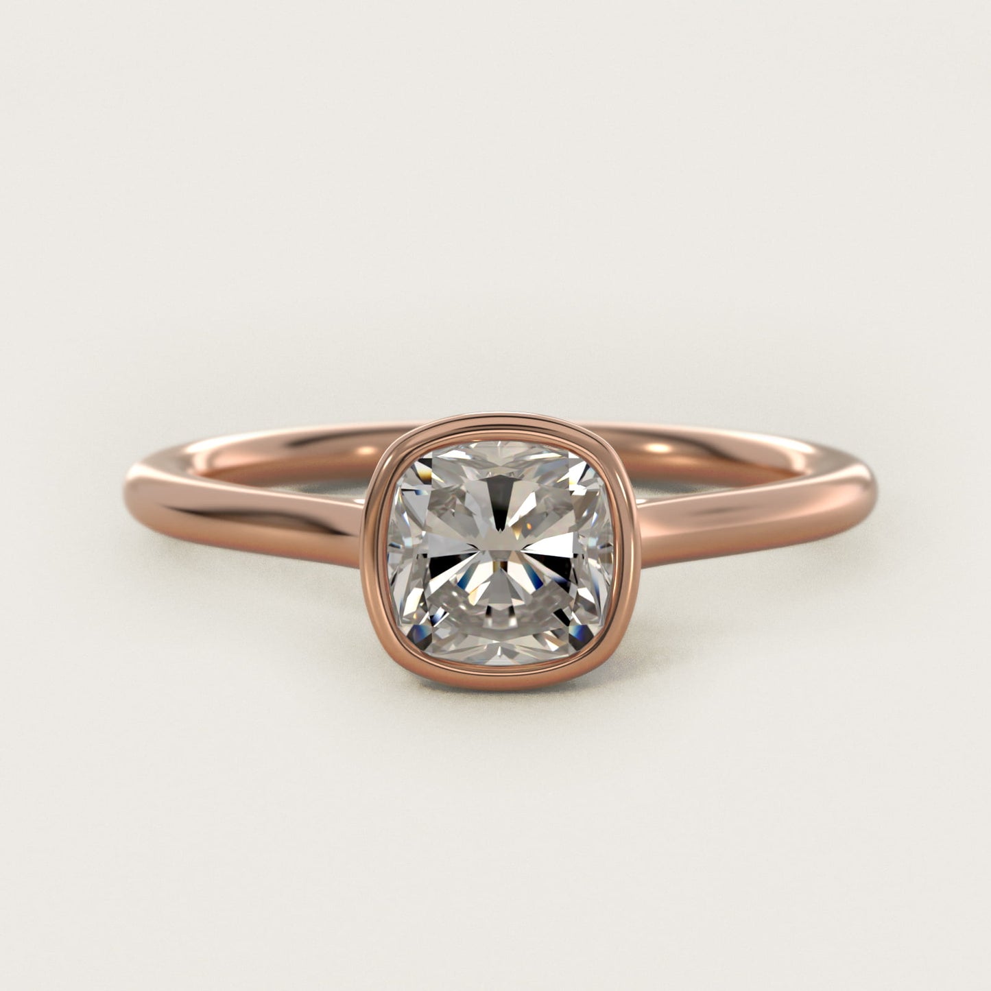 Comfort Fit Bezel Set Solitaire Engagement Ring In 18k Rose Gold By James Allen - Cushion Center