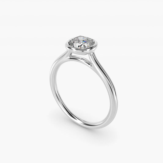 Comfort Fit Bezel Set Solitaire Engagement Ring In 14K White Gold By James Allen - Cushion Center