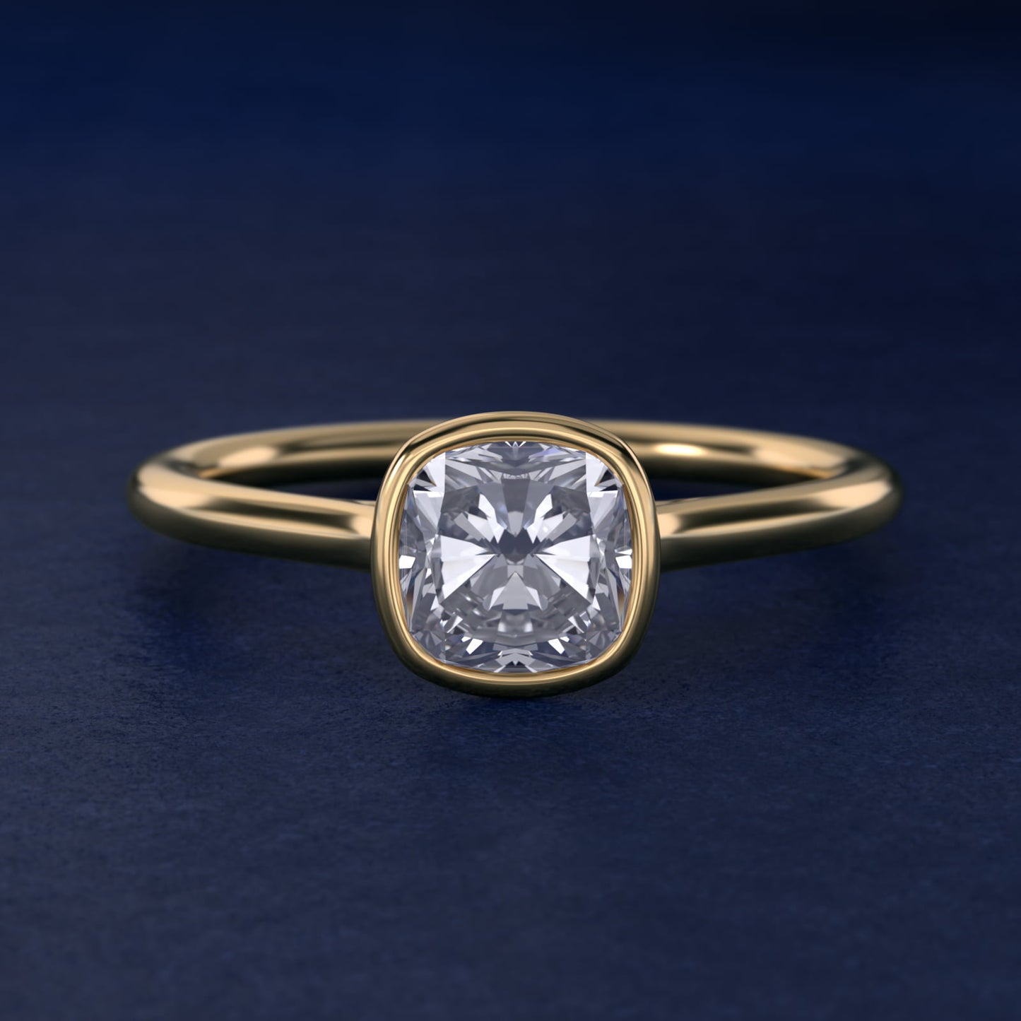 Comfort Fit Bezel Set Solitaire Engagement Ring In 18k Yellow Gold By James Allen - Cushion Center