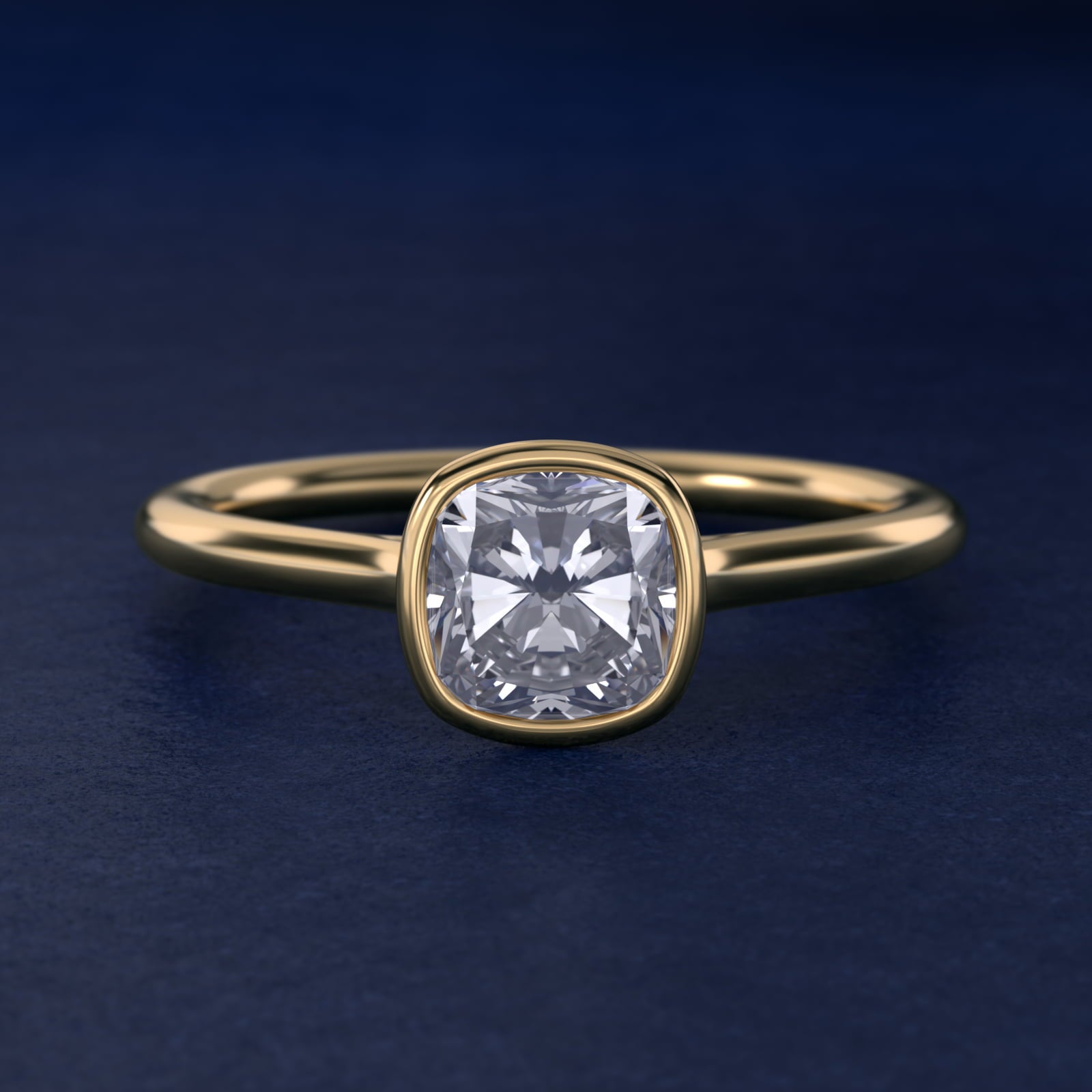 Comfort Fit Bezel Set Solitaire Engagement Ring In 18k Yellow Gold By James Allen - Cushion Center