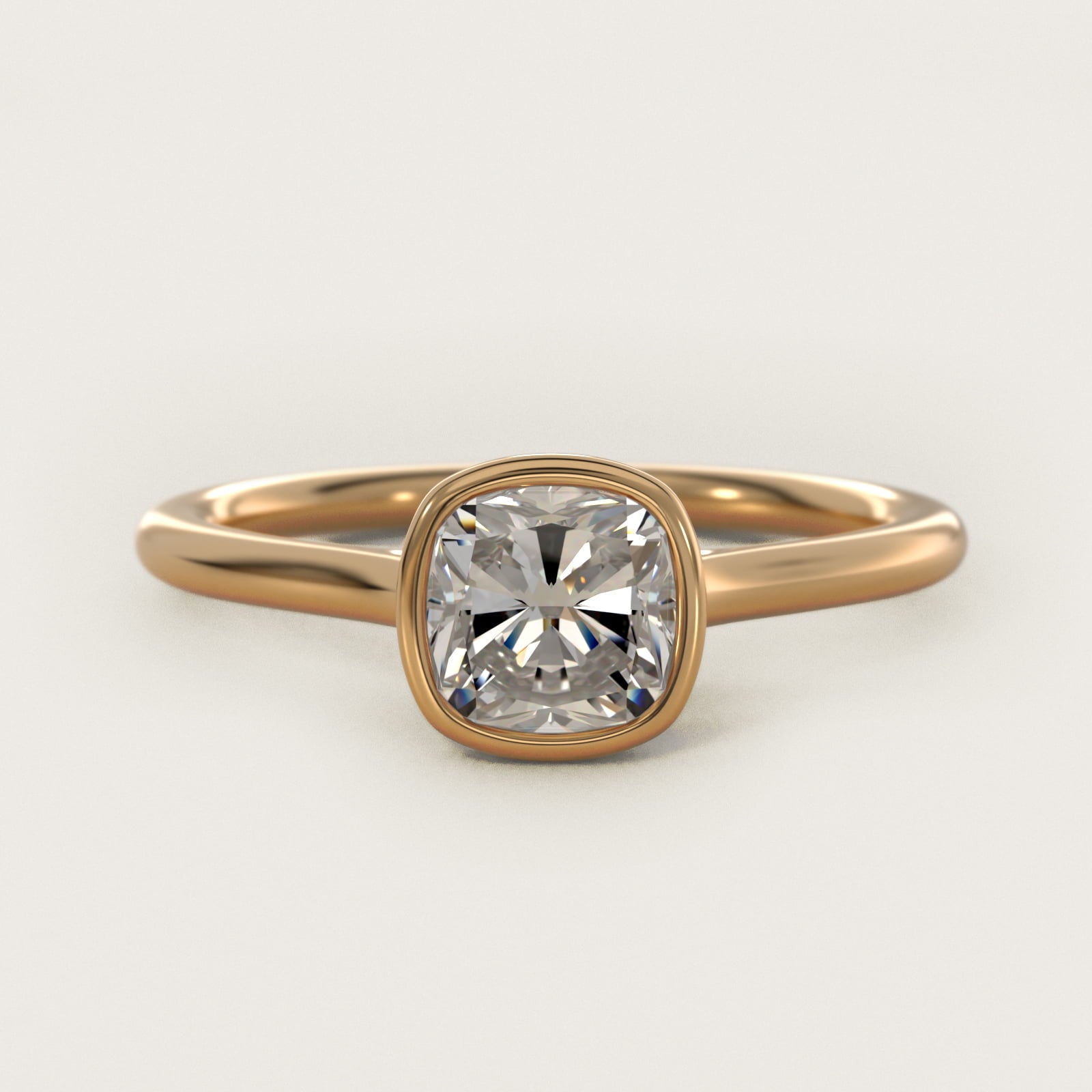 Comfort Fit Bezel Set Solitaire Engagement Ring In 18k Yellow Gold By James Allen - Cushion Center