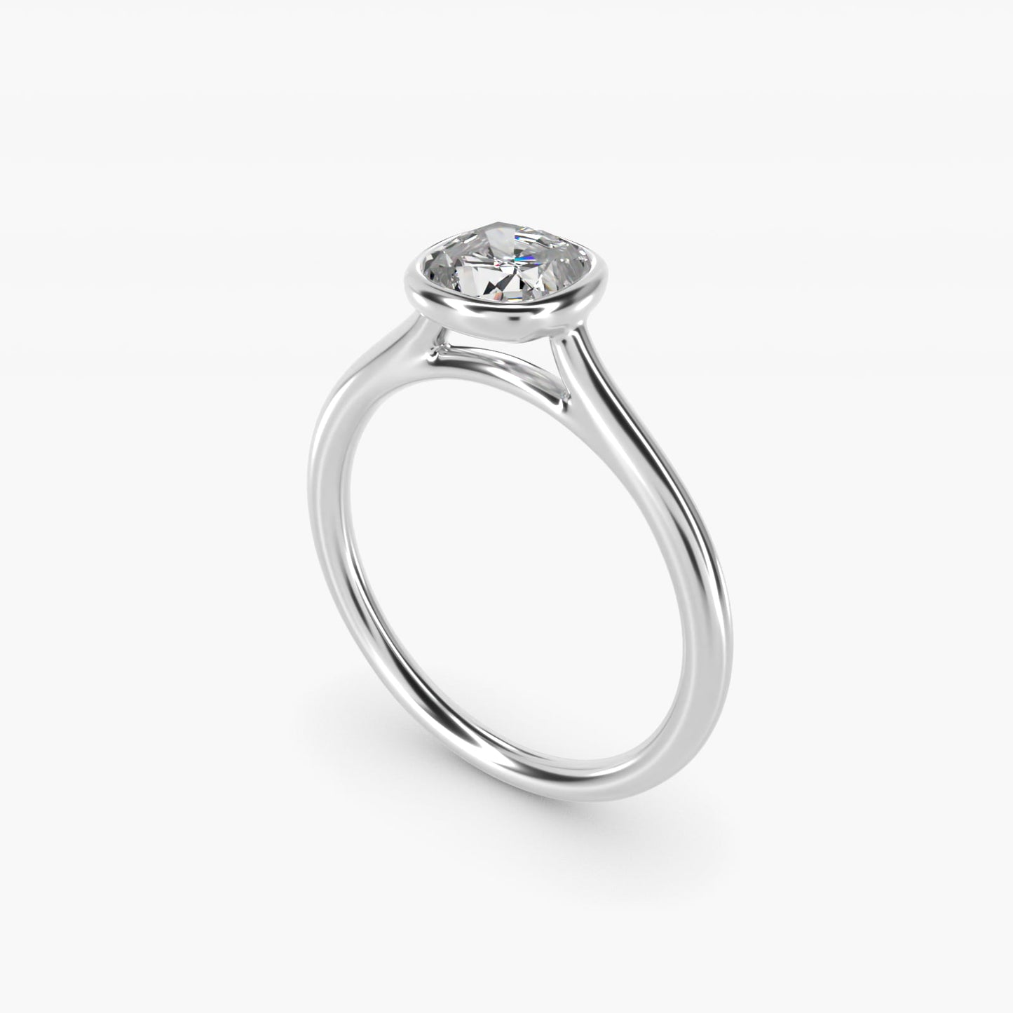Comfort Fit Bezel Set Solitaire Engagement Ring In Platinum By James Allen - Cushion Center